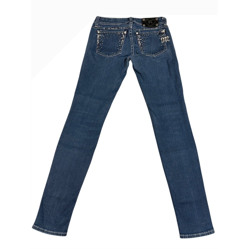 Miss Me Jeans Women Size 27 Embellished Rhinestone Pocket Mid‎ Rise Skinny Read